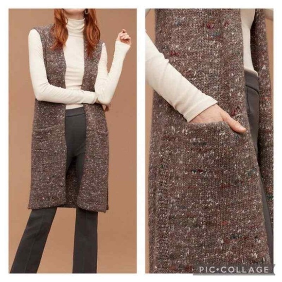 Aritzia Wilfred long wool, Alpaca, silk chunky knit cardigan vest - Picture 1 of 10